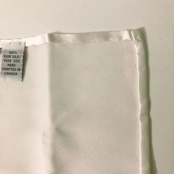 DIon White Silk Pocket Square Made  in Canada - Picture 9 of 14